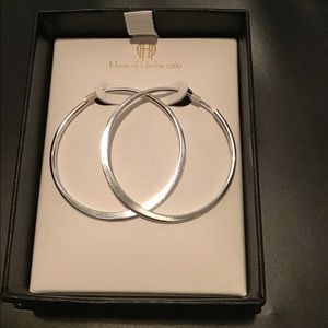 House of Harlow 1960- Silver Flat Hoops